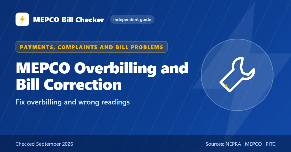 MEPCO Overbilling and Bill Correction title card: Fix overbilling and wrong readings