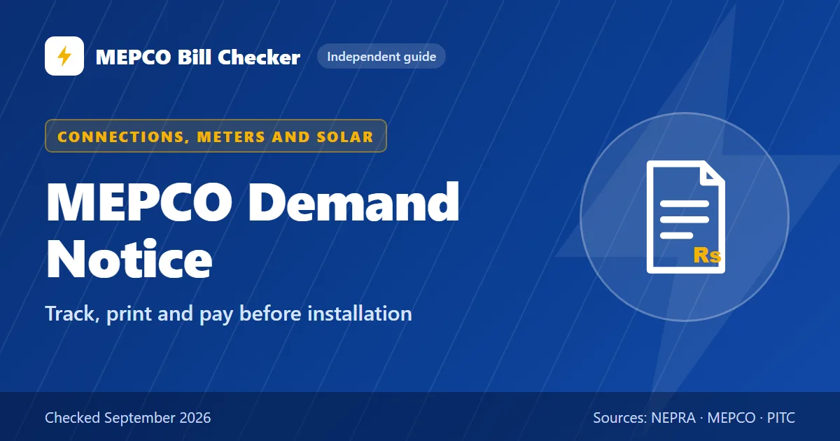 MEPCO Demand Notice title card: Track, print and pay before installation