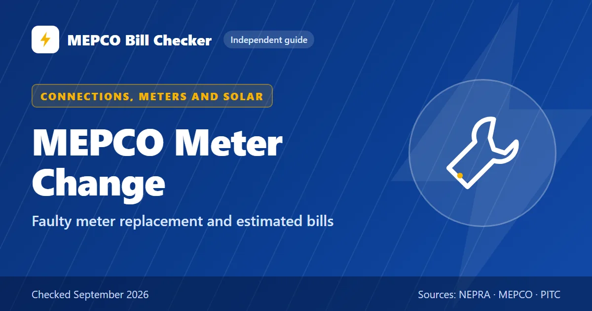 MEPCO Meter Change title card: Faulty meter replacement and estimated bills